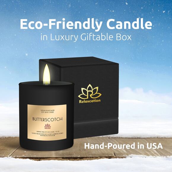 BUTTERSCOTCH Soy Wax Candle in Glass Jar (10 oz) - Picture 9 of 10